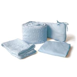 Tadpoles Basics 3 Piece Cable Knit Cradle Set Blue Tadpoles Basics 3 Piece Cable Knit Cradle Set - Blue