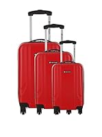 PLATINIUM Set de 3 trolleys rígidos (Rojo)