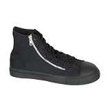 MENS Sizing Black Canvas Steel Toe High Top Sneaker Shoe 2 Zipper Punk Goth