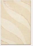 3'5 x 5'5 Contemporary Ribbons Carve Textured Cut Ivory Area Rug