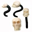 Water Buffalo Horn Organic Jewelry Ear Tribal with Skull Design, 12mm (1/2'') - Sold as a Pair