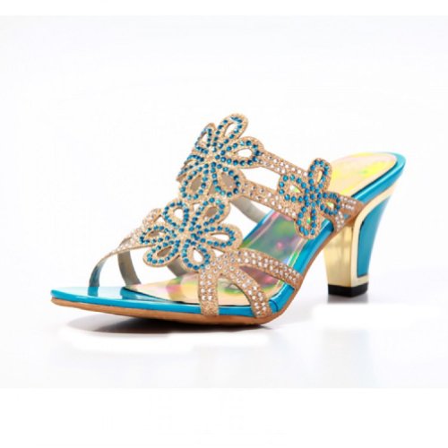 Carol Shoes New Summer Rhinestone Womens High Heel Open Toe Sandal Slippers