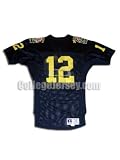 Blue No. 12 Game Used Michigan Russell Football Jersey