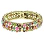 Gold Tone Multi Colored Crystal and Beads Bangle Bracelet Fashion Jewelry