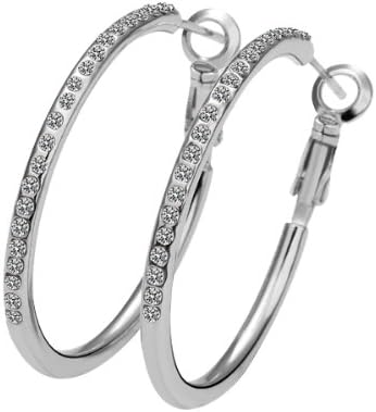 Wholesale Alloy Globe Plated Base Silver Color Rhinestone Crystal Hoop Earring