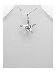 Starfish Pendant Necklace In 92.5 Sterling Silver