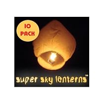 Super Sky Lanterns TM (Chinese Glowing Sky Lanterns) - 10 Pack