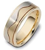 6.5mm Titanium & 18 Karat Yellow Gold Wave Wedding Band