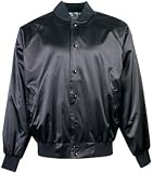 Satin Baseball Jacket with Solid Trim