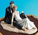 Romantic Wedding Couple Lounging on the Beach Figurine