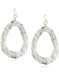 Devon Leigh "Bold Silver" Rhodium Dipped Hammered Hoop Earrings