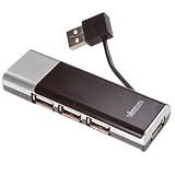 Vivanco NBK USB4 HUB P B Notebook USB Hub, 4 Ports, passiv, schwarz/silber