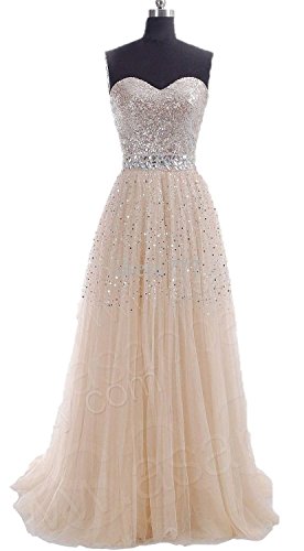 (シャンディニー) Chandeny Aライン スパンコール ロング ドレス レディース アプリコット M