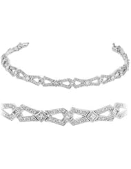 Diamond Bracelet - Diamond Bow Tie Pave 18k White Gold Tennis Bracelet