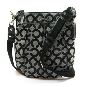 Coach Signature Parker Swingpack Messenger Bag Purse 42531 Black White
