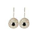 Sterling Silver Black Cubic Zirconia Round Earrings&nbsp;