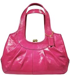 Coach Patent Ergo Pleated Frame Satchel Bag 12520 Pink