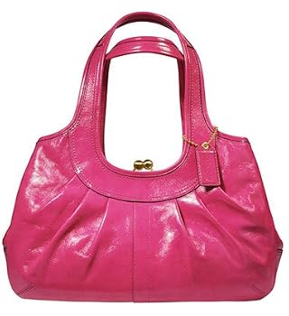 Coach Patent Ergo Pleated Frame Satchel Bag 12520 Pink