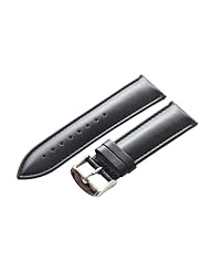 24mm Black Smooth Leather Watch Band (Quick Release Pins!) with Stainless Steel Buckle - Fits All Watches!!!