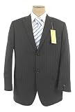 BCBG MAX AZRIA - BCBG Attitude Mens Single Breasted 2 Button Charcoal Gray Pinstripe Wool Suit - Size 42R