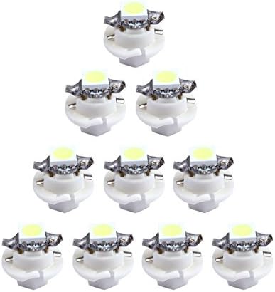 LLCJ 10 x Car T5 B8.4D 5050 1 SMD White Side Interior 12V LED Light Lamp Bulb For Instrument Indicator Light,Side Light
