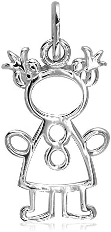 Mothers Day Jewelry Gift - Small Cookie Cutter Kids Mommys Girl Charm in Sterling Silver