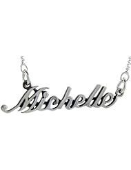 Sterling Silver MICHELLE Name Necklace 3/8 inch, 17 inches long