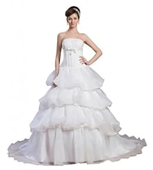 Strapless Organza Belted  Dress with a Court Train 