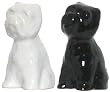 Ceramic Pottery Black and White Dogs Salt and Pepper Shakers 3.5"H Two Sets
