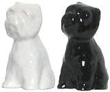 Ceramic Pottery Black and White Dogs Salt and Pepper Shakers 3.5"H Two Sets
