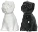 Ceramic Pottery Black and White Dogs Salt and Pepper Shakers 3.5"H Two Sets