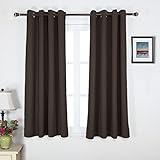 Nicetown Triple Weave Microfiber Energy Saving Thermal Insulated Solid Grommet Blackout Curtains for Patio (One Pair,52 Inch by 63 Inch,Toffee Brown)