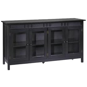 Mission style Four door Console With Glass Doors, FOUR-DOOR, BLACK by Home Decorators Collection