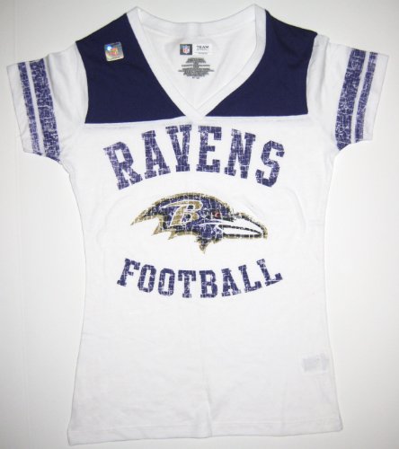Baltimore Ravens NFL Women's Team Apparel V-Neck Tee Shirt - Large