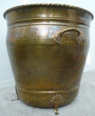 Brass Planter with Feet 18" Diameter x 17.5" Height, Lacquered to Resist tarnishing