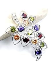 Stunning Huge Sterling Silver Multigem Chakra Pendant