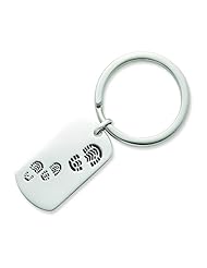 Sterling Silver Antiqued Footsteps & Stainless Steel Keychain. Metal Wt- 7.5g.