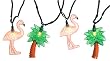 Set of 10 Flamingo & Palm Tree Patio Novelty Christmas Lights - Green Wire