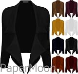 New Ladies Open Jacket Casual Cropped Womens Sleeve Cardigan Top Sizes 8 / 10 , 12 / 14