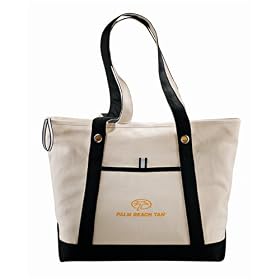 Accent Stripe 22 Ounce Cotton Zippered Boat Tote