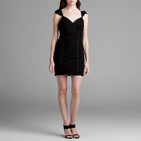 BCBGMAXAZRIA Black Ruched Cocktail Dress, Medium