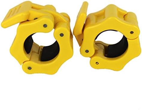 Tengreen 1 Inch Barbell/Dumbbell Collars Clamps Clips Quick Release Pair of Locking for 1-Inch Diameter Standard Size Bars (Yellow)