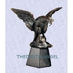 American bald Eagle iron statue marble base sculpture (Digital Angel Decor)