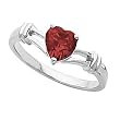 14K White Gold Heart Shaped Mozambique Garnet Ring