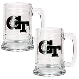 Georgia Tech Yellow Jackets 2pc 15oz Glass Tankard Set NCAA College Athletics