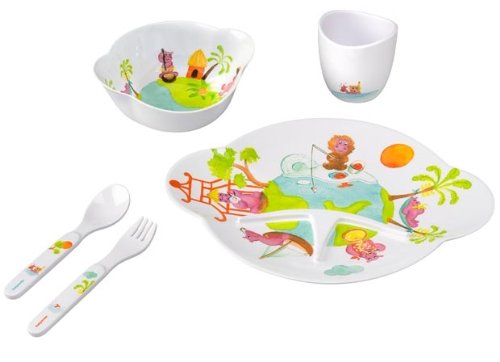 Imagen 2 de Babymoov- A0055000 - Vajilla y cubertería para bebé, melamina, con diseño de hipopótamo viajero