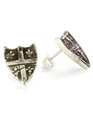 Pyrrha "talisman" Sterling Silver Mini Fleur De Lys Shield Stud Earrings