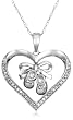 10k White or Yellow Gold Diamond Baby Shoes and Heart Pendant (1/10 cttw, I-J Color, I3 Clarity)