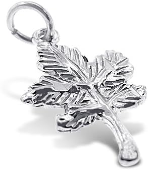 Sterling Silver 925 Authentic Textured Maple Leaf Charm. Adjustable Fit with High Quality Finish. Plus Free Special Gift Pouch.