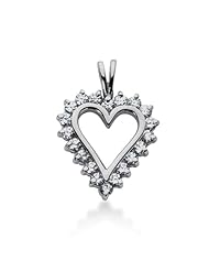 14K Gold Prong set Diamond Heart Pendant (0.70 cttw, F - G Color, SI2 Clarity)